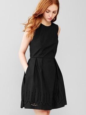 Gap Designed & Crafted Black Skater Dress Laser Cut Hem Pockets